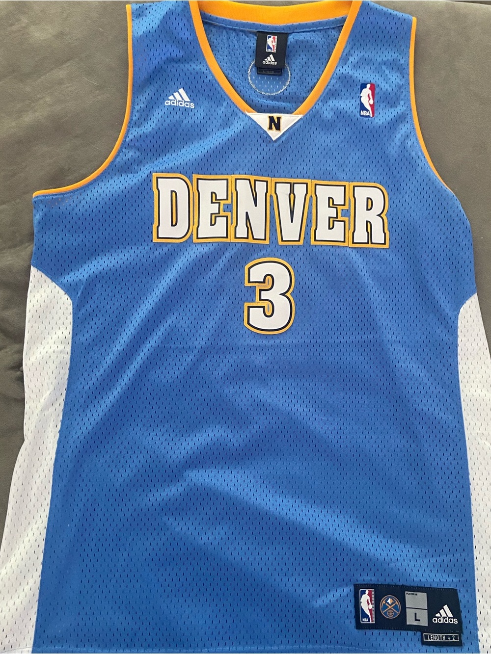 Adidas Iverson Denver Nuggets Light Blue and White #3 Basketball Jersey